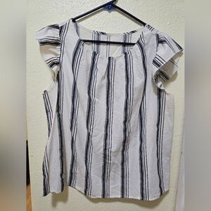 Striped Women's Top - Blue and Ivory